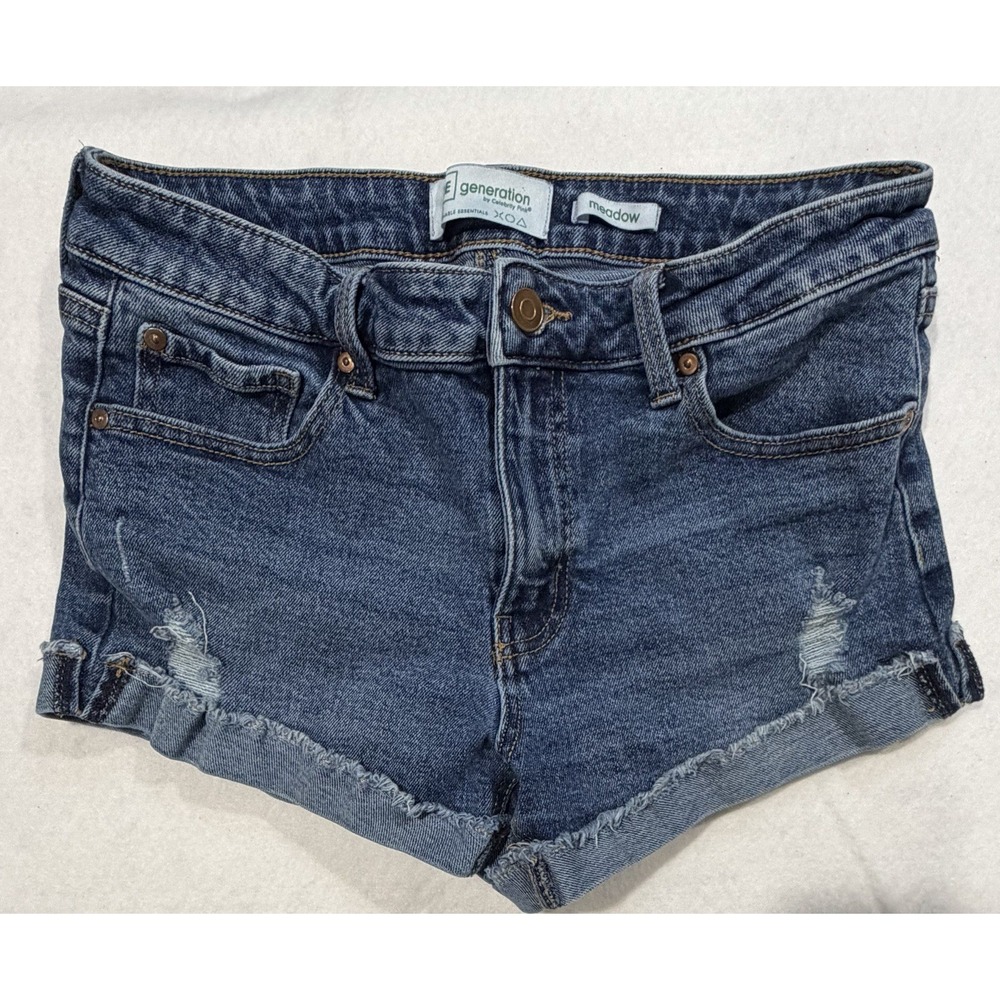 REgeneration Celebrity Pink Juniors Distressed Cuff Hem Denim Shorts Size 5/27